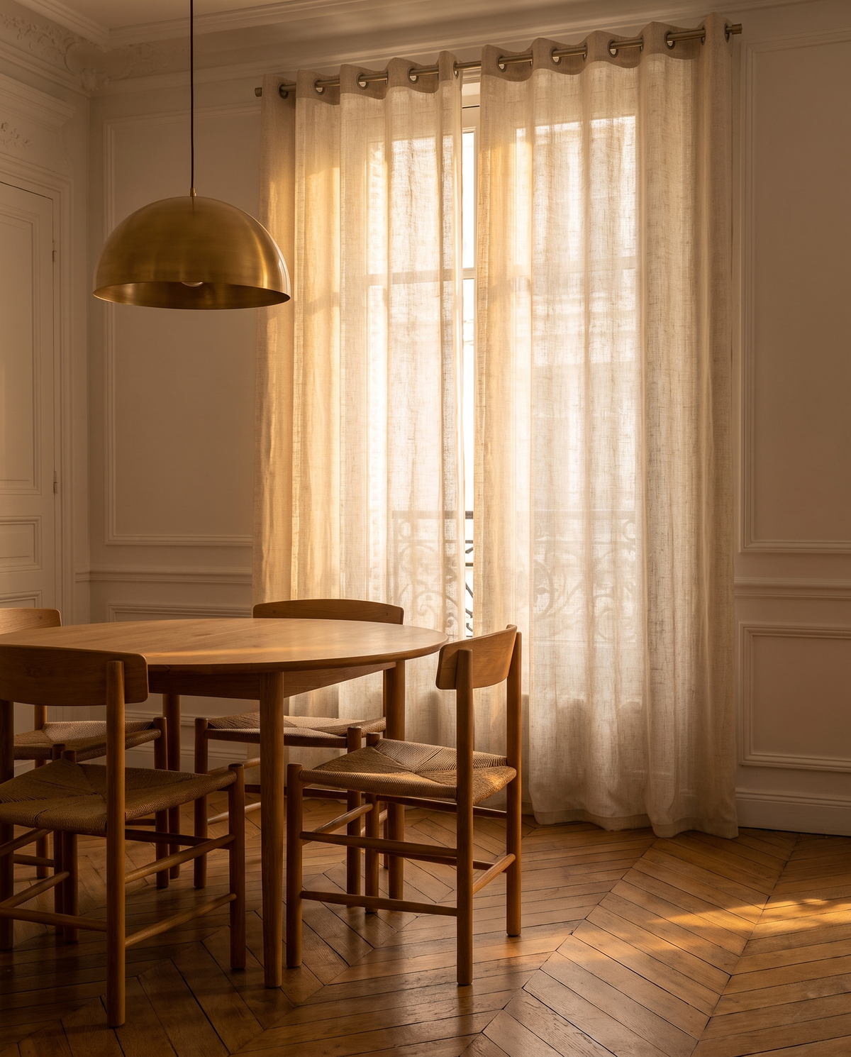 Voilage Kyoto – salle à manger, lumière de fin de journée