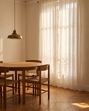Voilage Perle – salle à manger, lumière de fin de journée