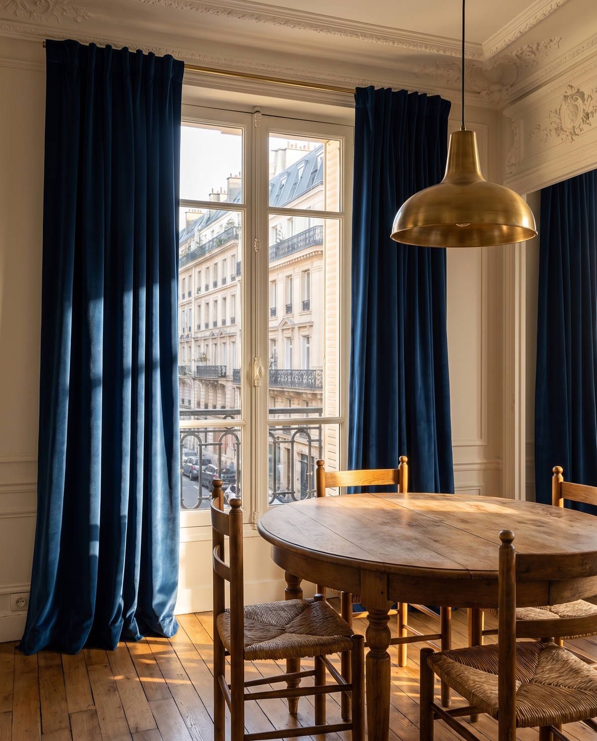 Tamisant Velours Azur — dans une salle à manger