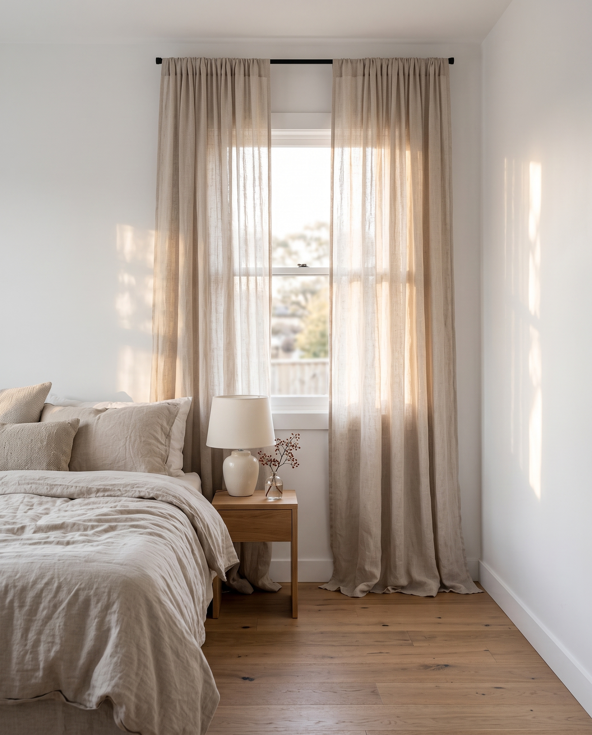 Voilage Linor coloris lin — dans une chambre